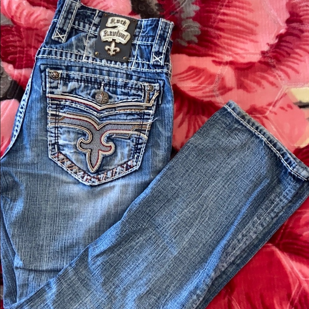 Male Rock Revival Jeans Style Rosh Straight